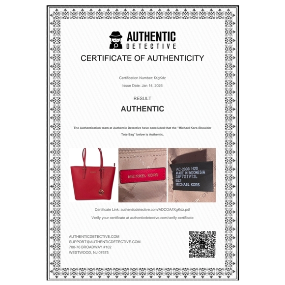 Michael Kors Jet Set Saffiano Leather Red Tote Bag with COA - Picture 12 of 13